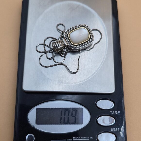 18 Inch Sterling Silver And 14kt Accent Mother Of Pearl Necklace A5550 - Picture 9 of 9